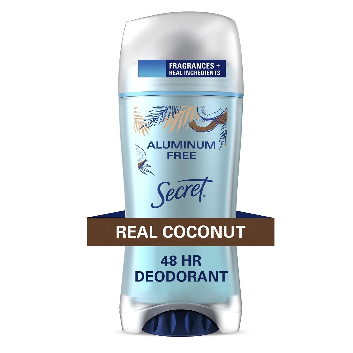 Secret coconut front packaging showing 2.4 oz stick and clear benefit