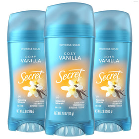 Secret cozy vanilla front packaging showing product and scent benefit