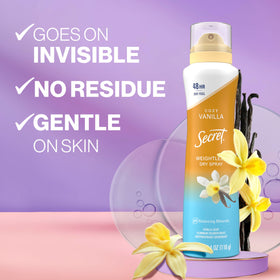 Secret back label with ingredients and directions for safe use benefit