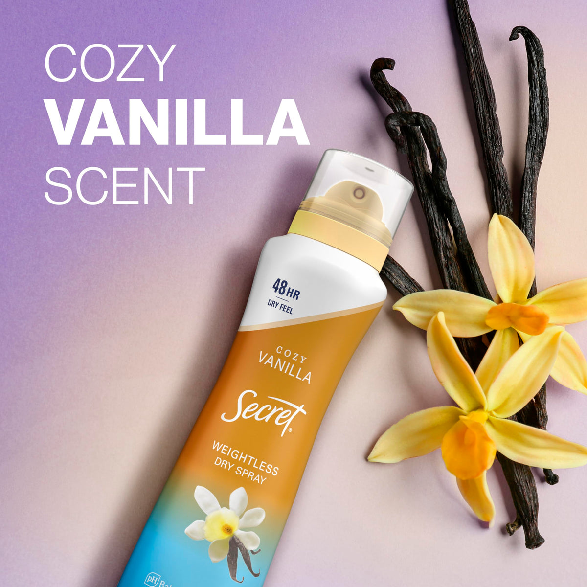 Secret vanilla scent visual suggesting warm fragrance that complements perfume