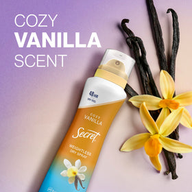 Secret vanilla scent visual suggesting warm fragrance that complements perfume