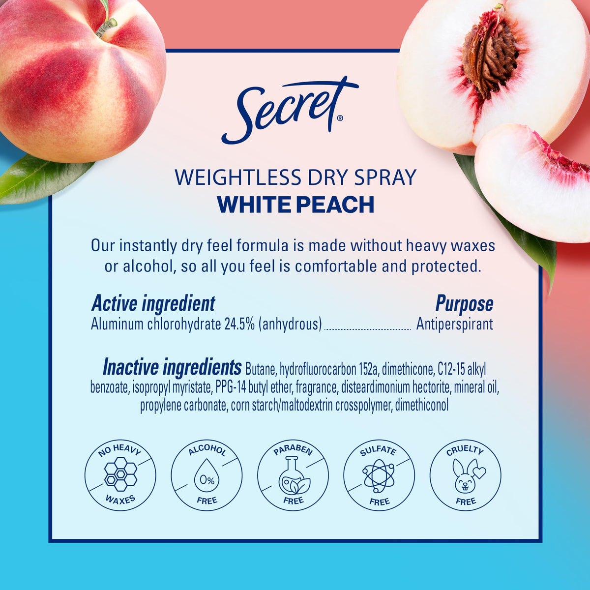 Secret dry spray ingredients minerals close-up illustrating pH-balancing benefit