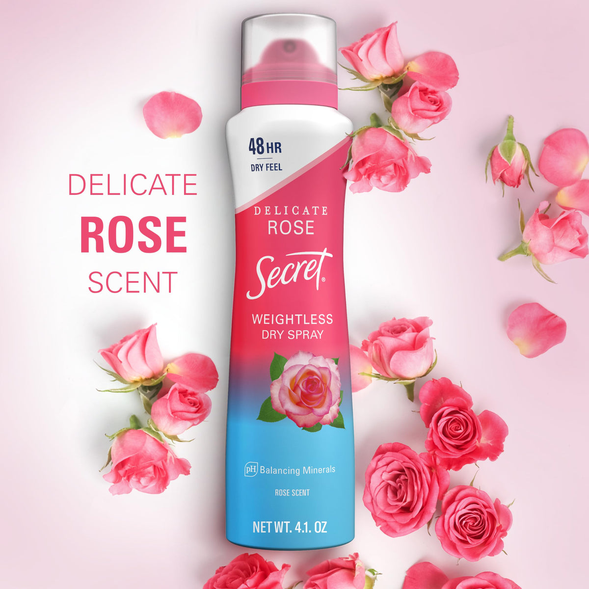 Secret spray beside evening clutch showing long-lasting freshness for nights out