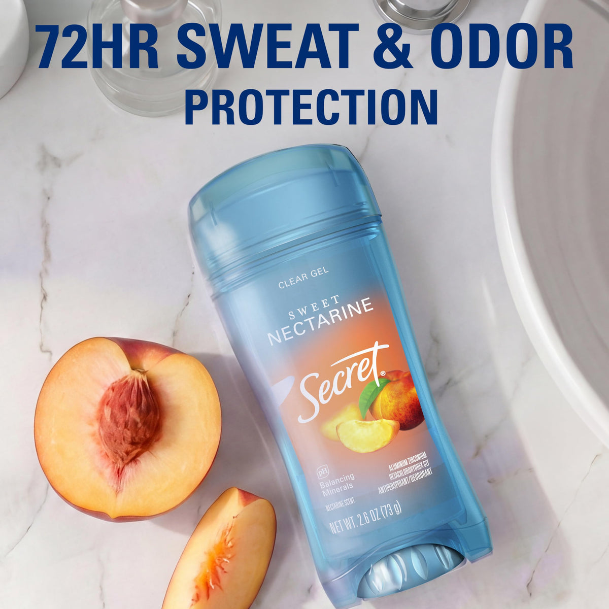 Secret clear gel close-up texture showing smooth application and quick drying
