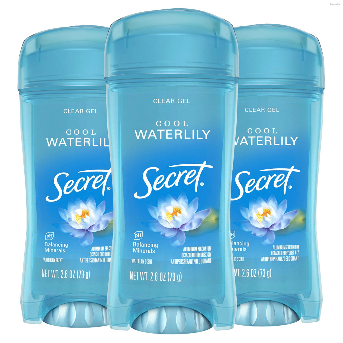 Secret clear gel front packaging showing product and scent benefits
