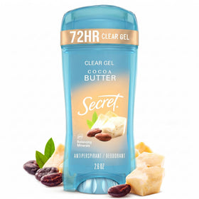 Secret clear gel front view showing clean packaging and benefit of long‑lasting protection