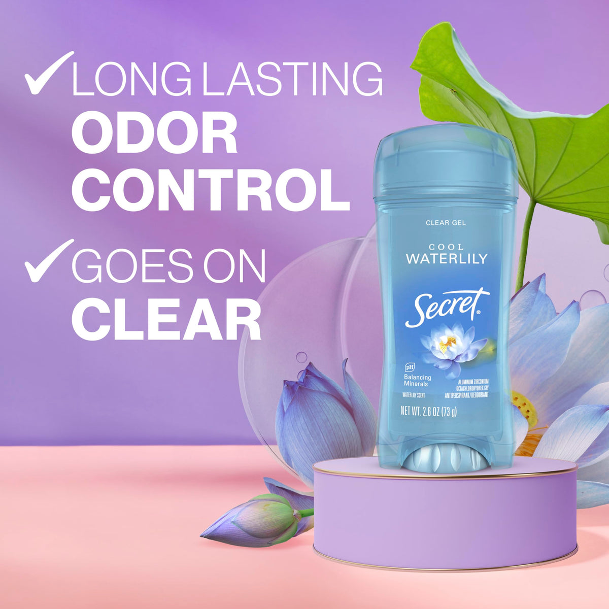 Secret clear gel stick open being applied cleanly and quickly