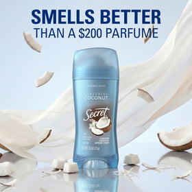 Secret Fresh in lifestyle scene with coconut accent showing uplifting scent benefit