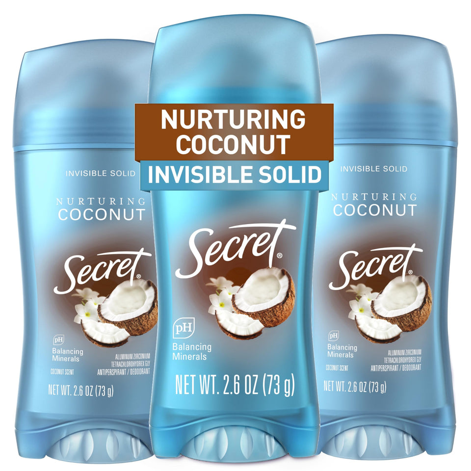 Secret Fresh front packaging showing coconut scent and 72HR protection benefit