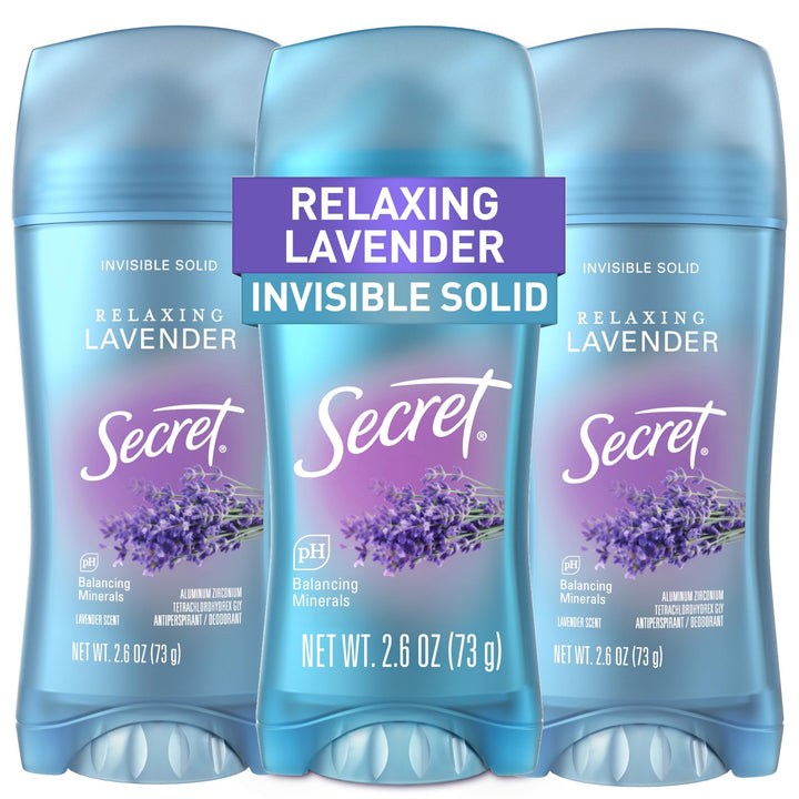 Secret Fresh front packaging showing lavender scent and 72hr protection benefit