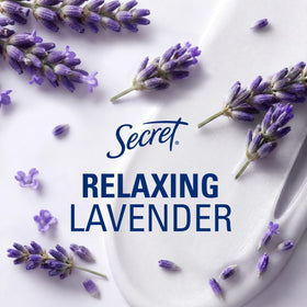 Lifestyle scene with Secret Fresh and lavender flowers for calming scent