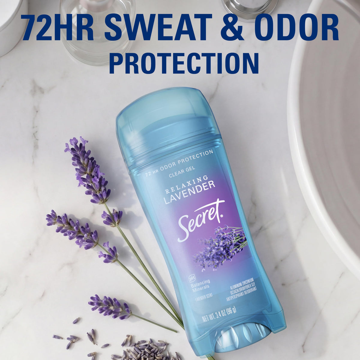 Secret open cap and applicator showing easy glide and no-mess benefit
