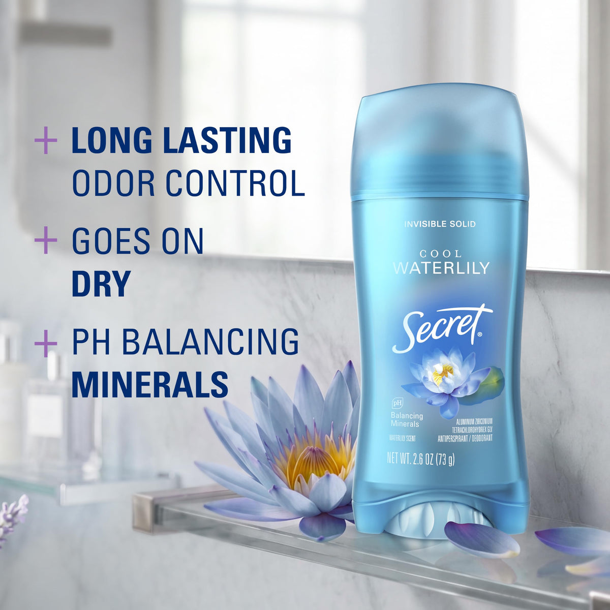 Secret Fresh stick open demonstrating smooth application and clear finish