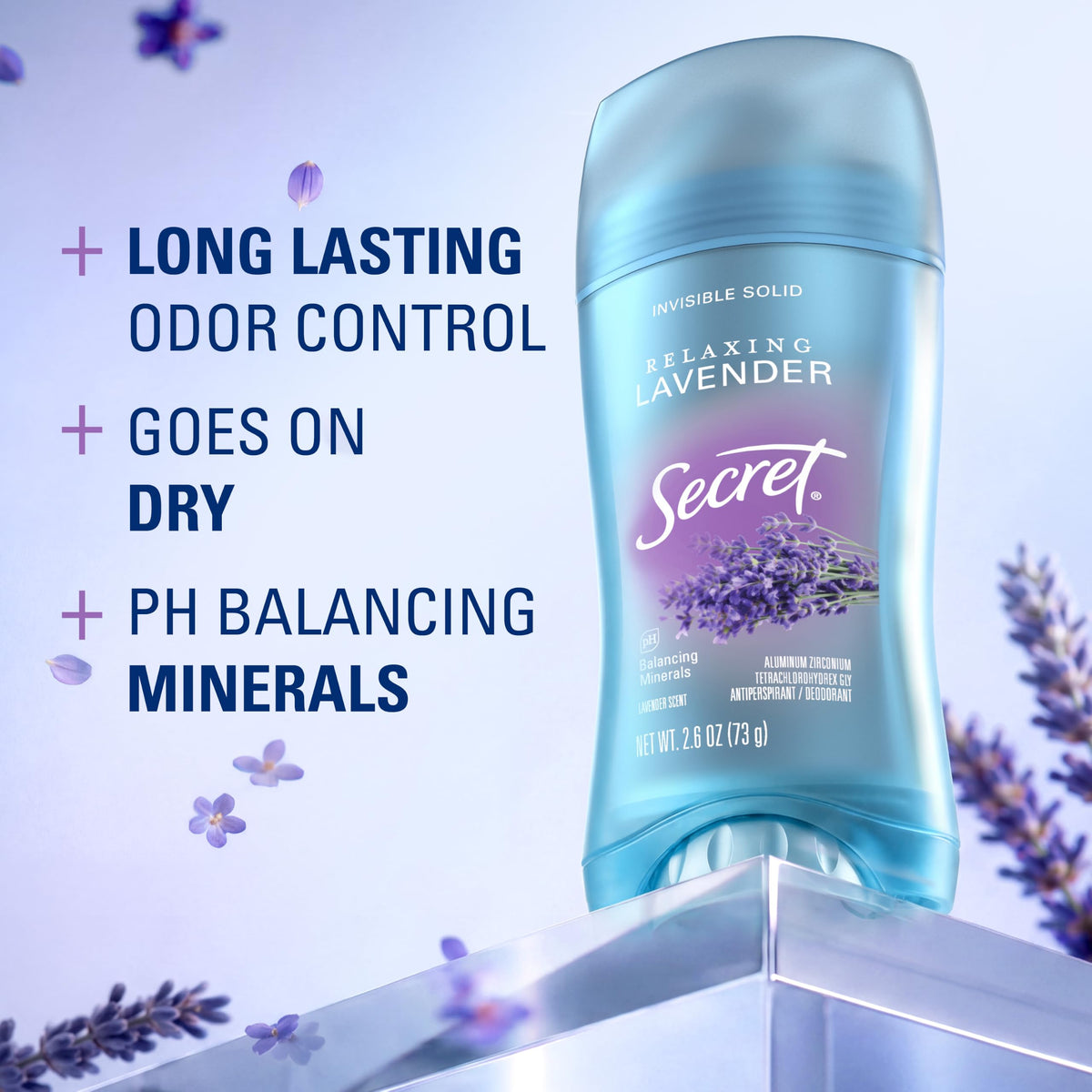 Secret Fresh stick open top revealing smooth invisible solid for easy application