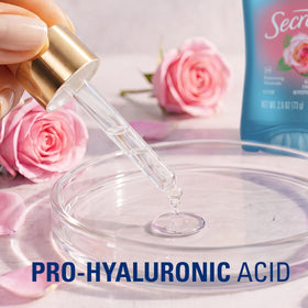 Secret applying to underarm demonstrating quick fresh protection