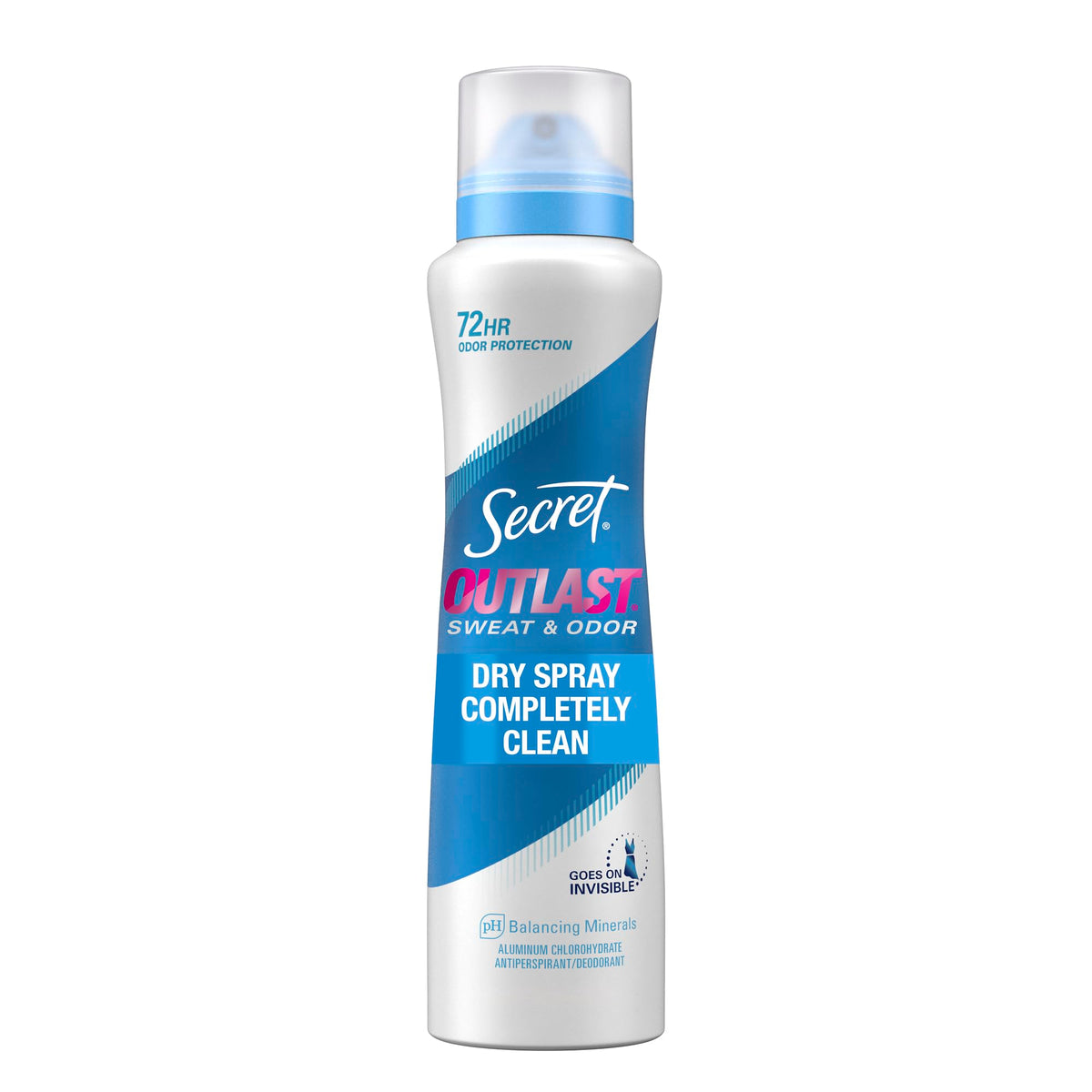Secret front packaging showing 4.1 oz spray and Completely Clean scent benefit