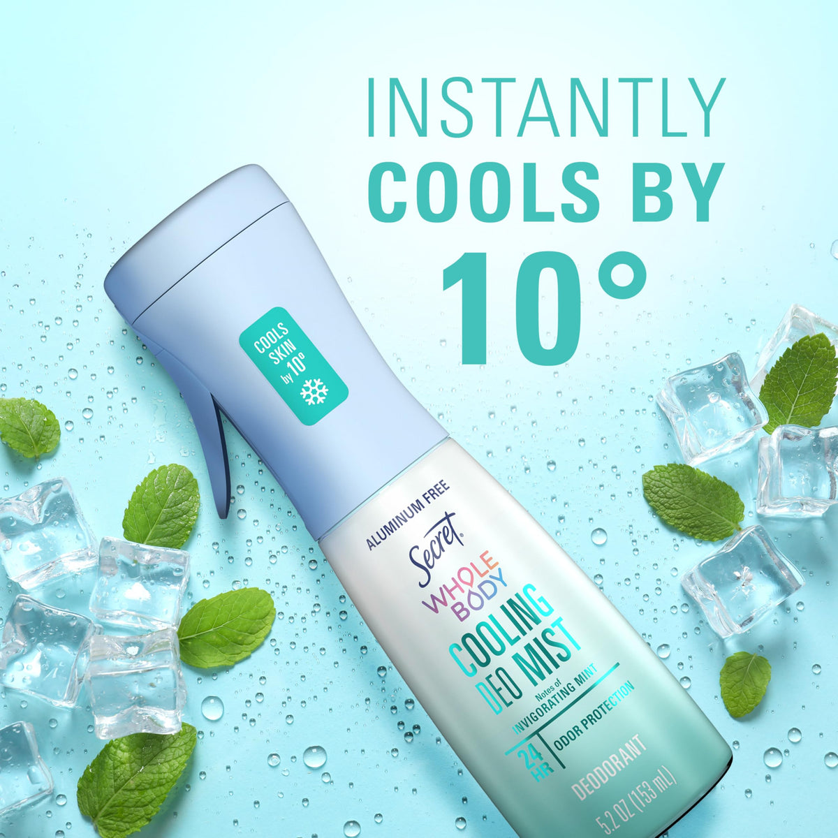 Secret being applied to neck for instant cooling and refreshed comfort