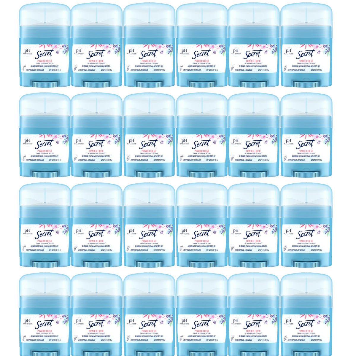Secret front packaging showing powder fresh travel stick and benefits