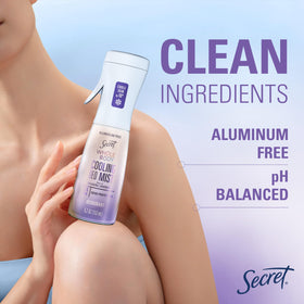 Secret product label highlighting pH-balanced and aluminum-free formula