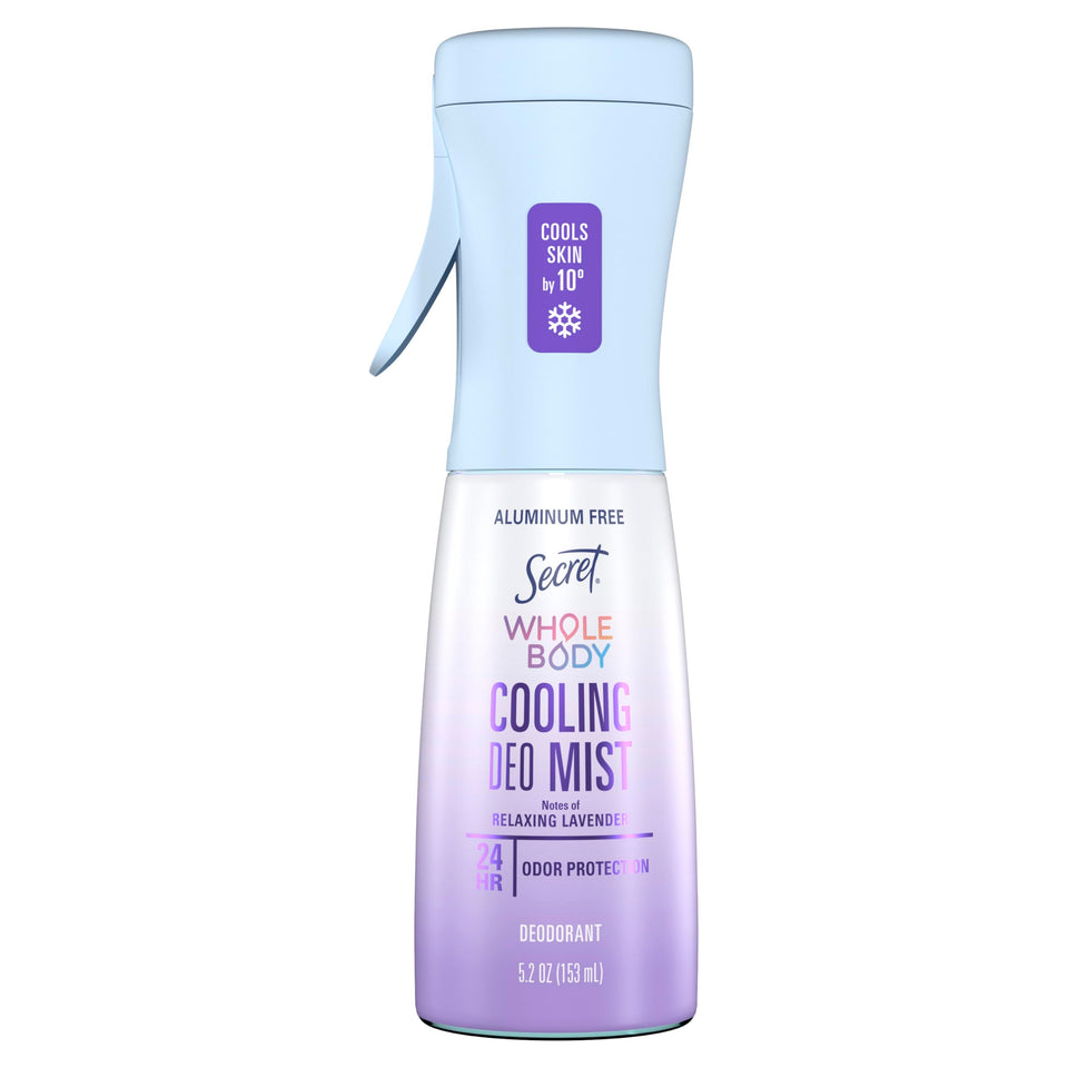 Secret front packaging showing lavender scent and cooling benefit