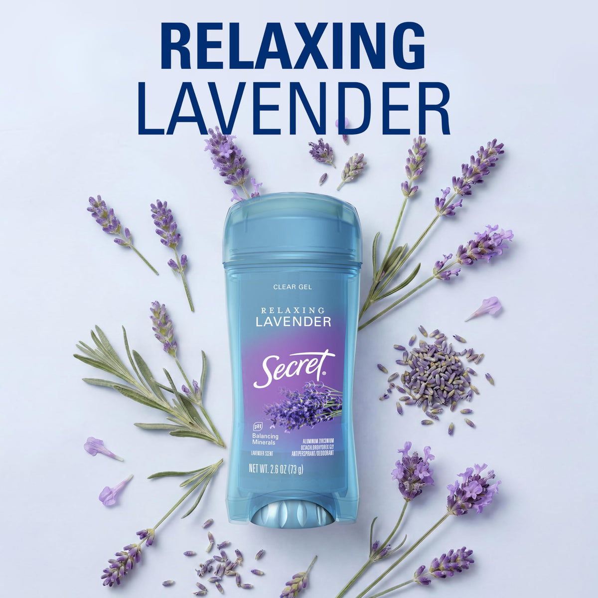 Secret lavender scent representation with botanical notes for calming freshness