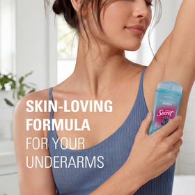 Woman exercising using Secret gel showing long-lasting freshness while active