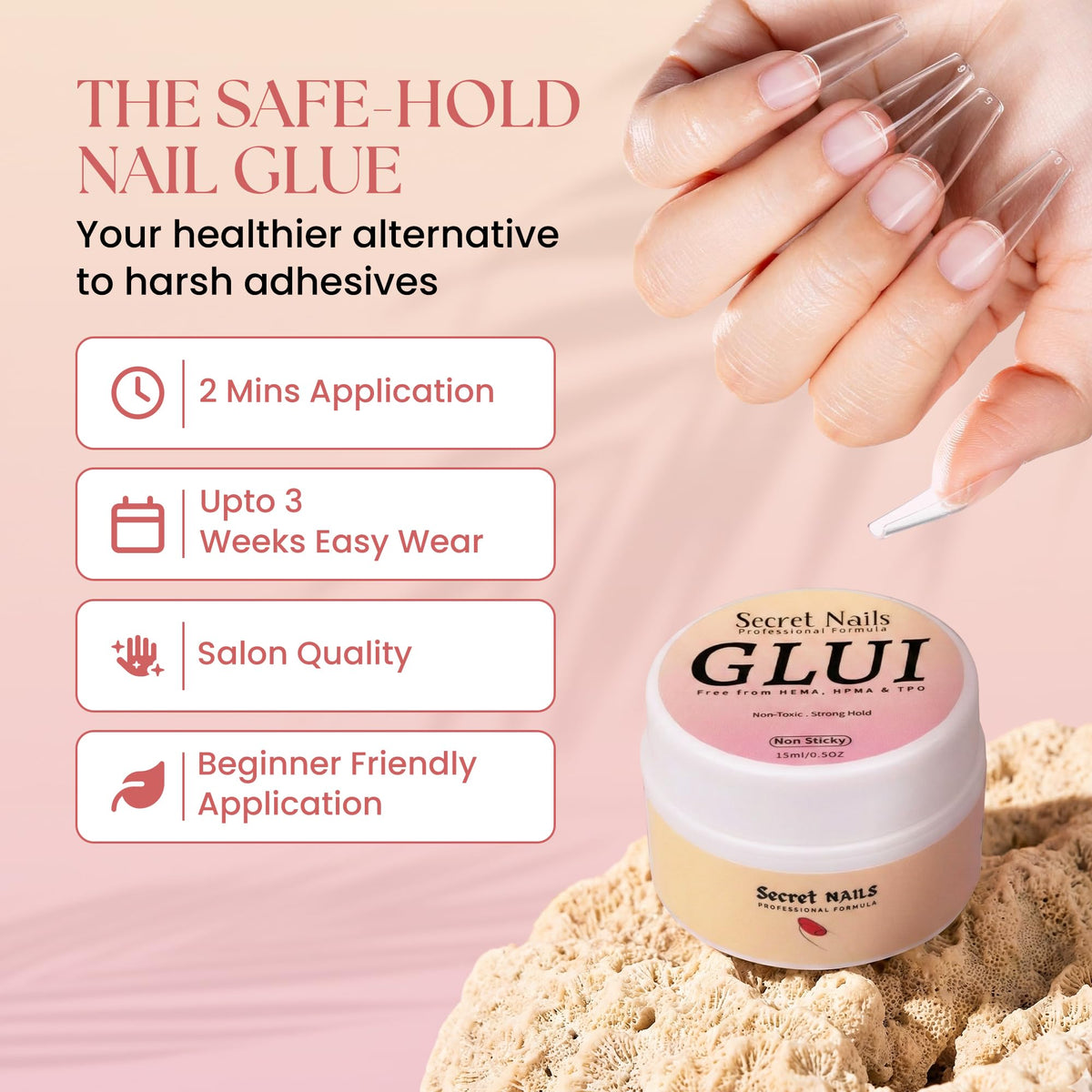 Secret Nails GLUI smooth gel texture close-up for precise application
