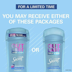 Secret Outlast clear gel back label with ingredients and usage details for informed shoppers