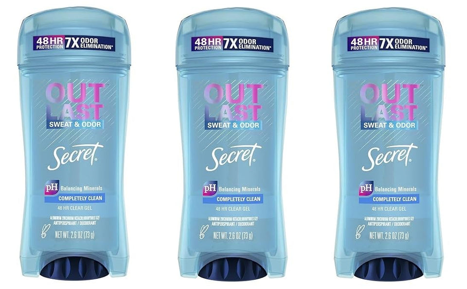 Secret Outlast clear gel front packaging showing brand and clean design for reliable protection