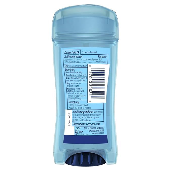 Secret Outlast clear gel open stick showing smooth translucent texture and easy application