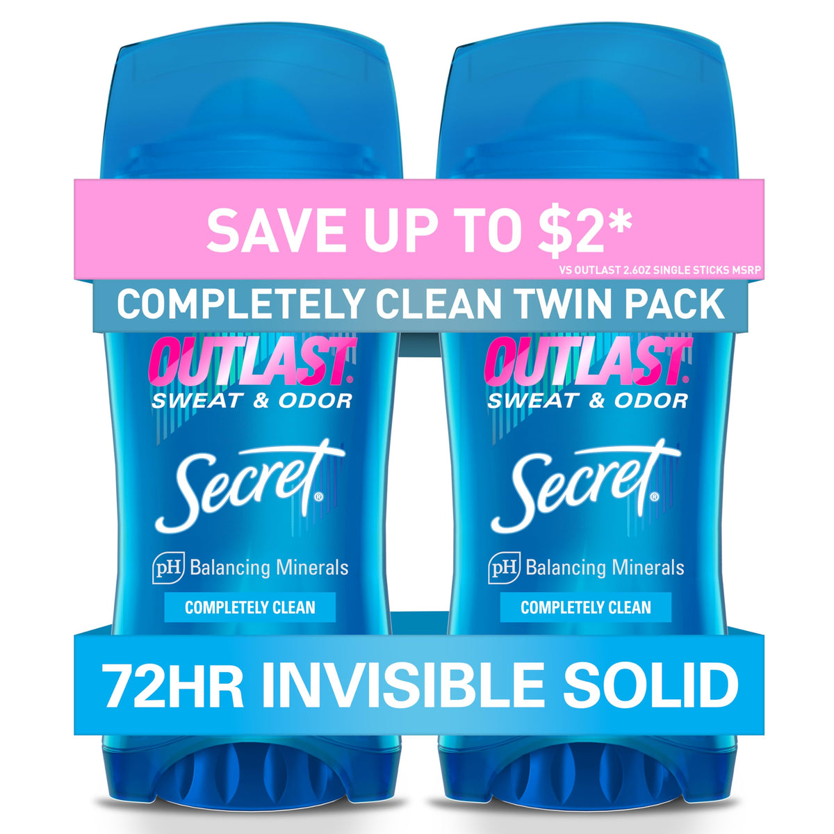 Secret Outlast front packaging showcasing 72-hour protection benefit