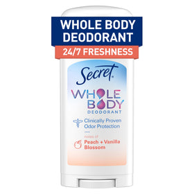 Secret front packaging showing peach and vanilla scent and 72HR protection