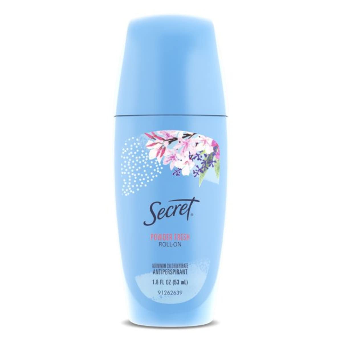 Secret front packaging showing clean powder-fresh scent and compact benefits