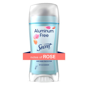 Secret Rose front packaging showing dry-stick and rose scent, highlighting portable protection