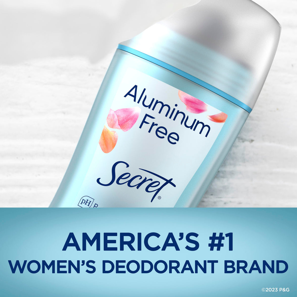 Secret Rose ingredients label and claims, emphasizing aluminum-free and cruelty-free benefits