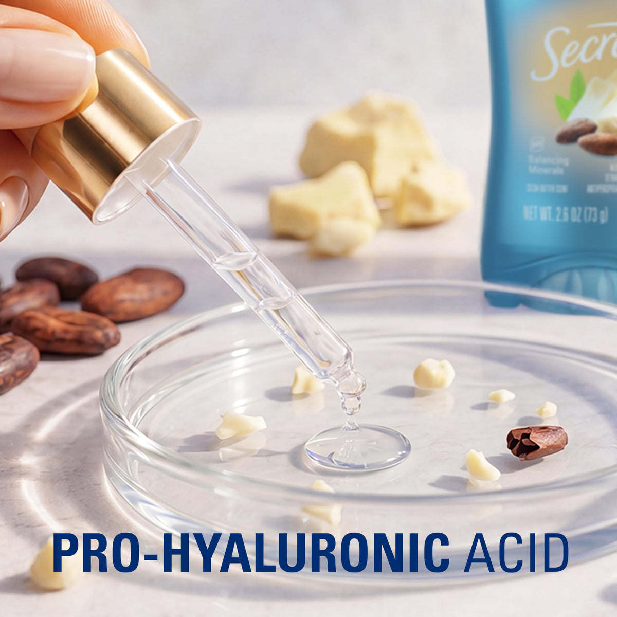 Secret being applied as part of morning routine for all-day freshness