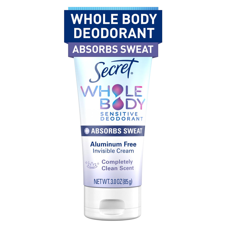 Secret front packaging showing product and clean scent benefit