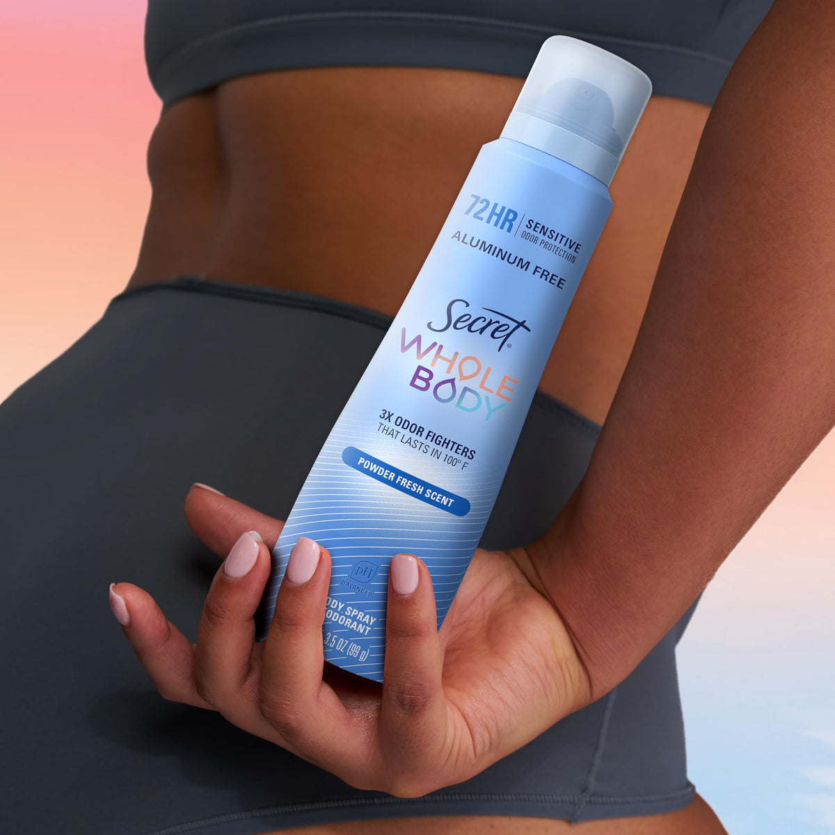 Secret label close-up highlighting aluminum-free ingredients and safety