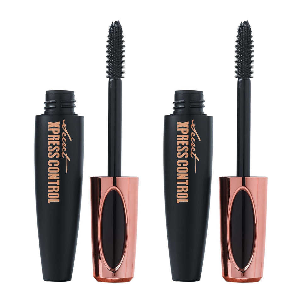 Secret Xpress Control front packaging showing two mascara tubes and brand benefit
