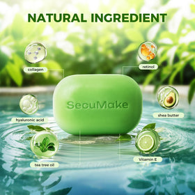 SecuMake bar in shower setting for full-body cleansing and balanced skin