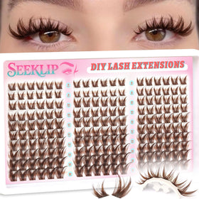 SeekLip front packaging showing brown cluster lashes and count for easy selection