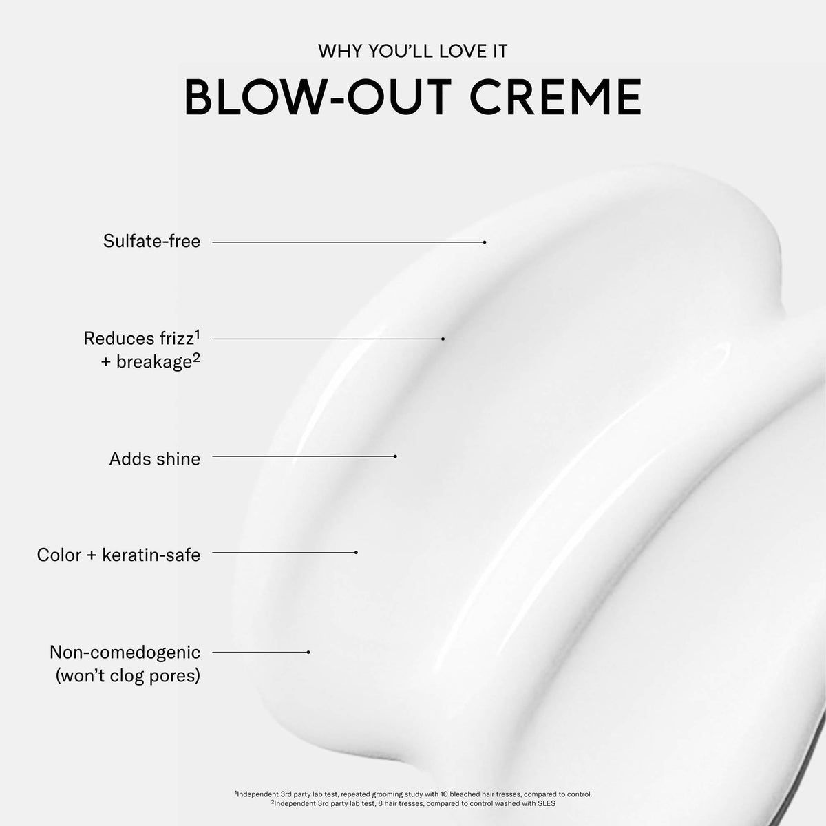 SEEN blow-out creme dispensed amount on hand showing easy-to-spread formula
