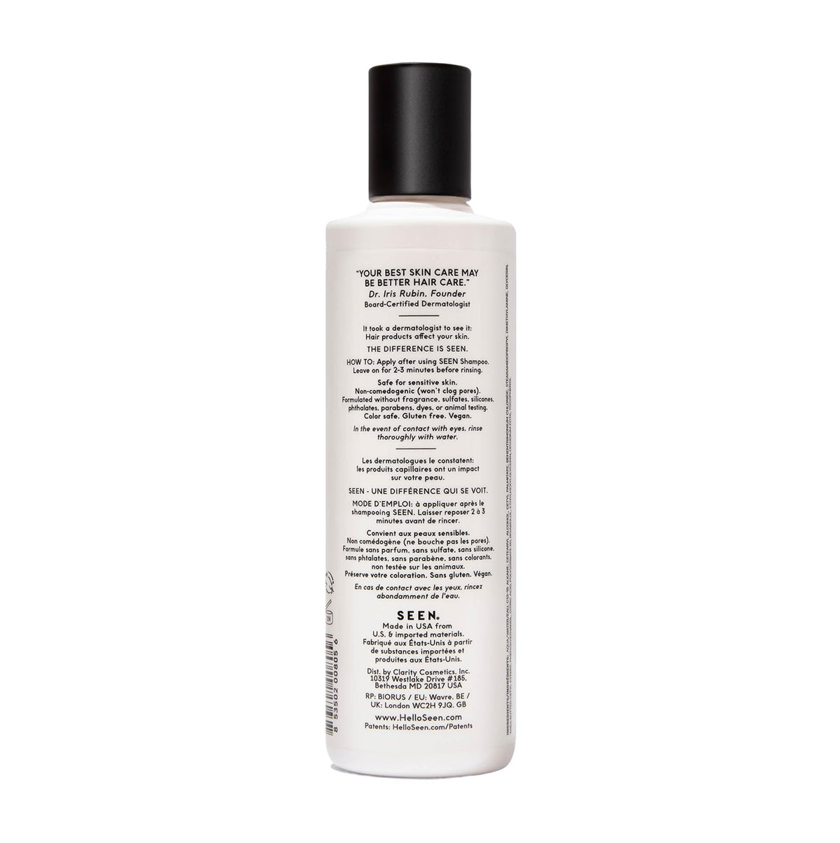 SEEN conditioner texture on hand displaying lightweight slip and detangling benefit