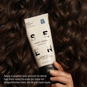 SEEN Curly Creme ingredients label detail highlighting plant-derived protectants and safety benefit