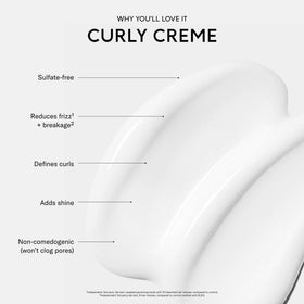 SEEN Curly Creme in palm being applied to hair, showing easy spreadability and lightweight hold