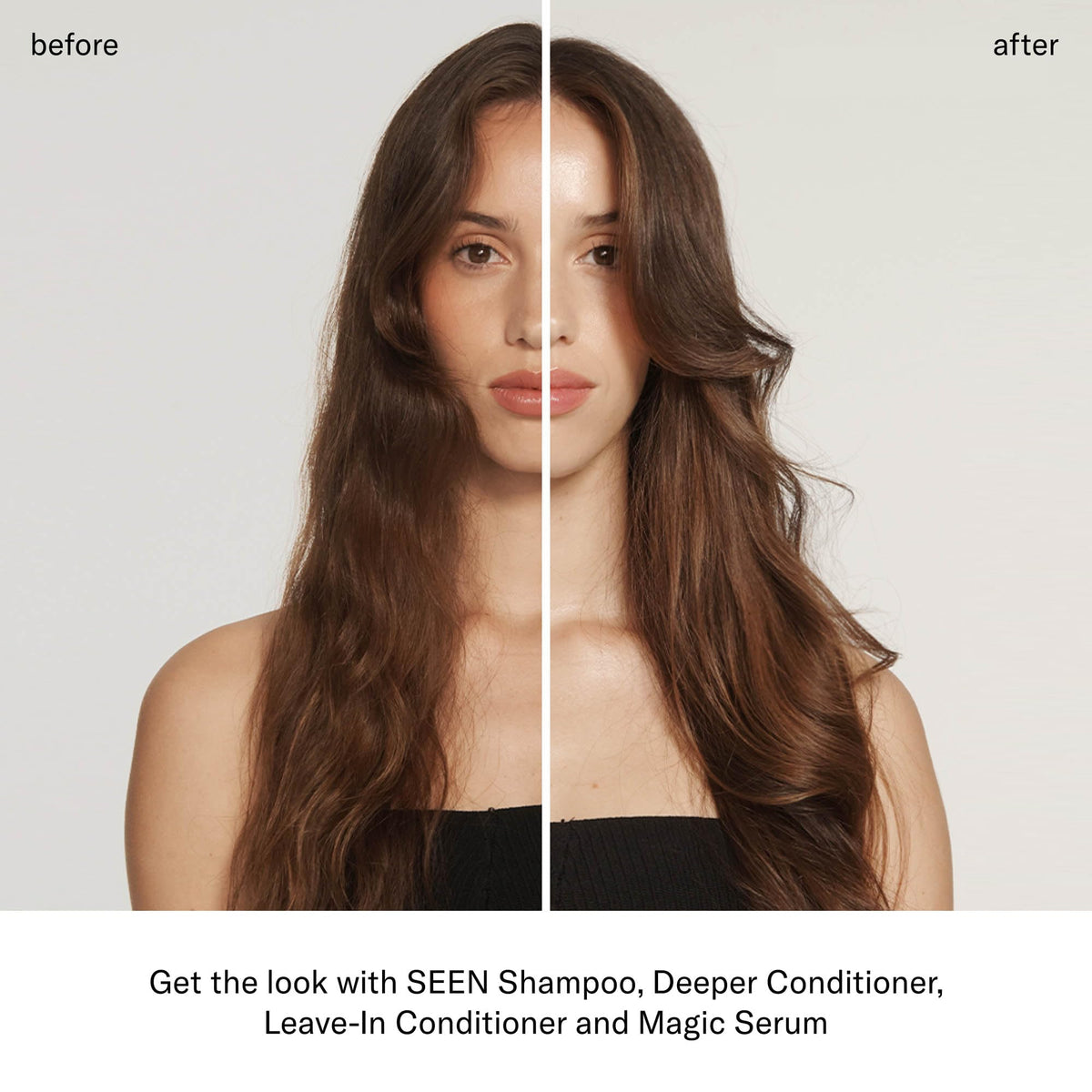 SEEN hands applying conditioner demonstrating detangling and hydration