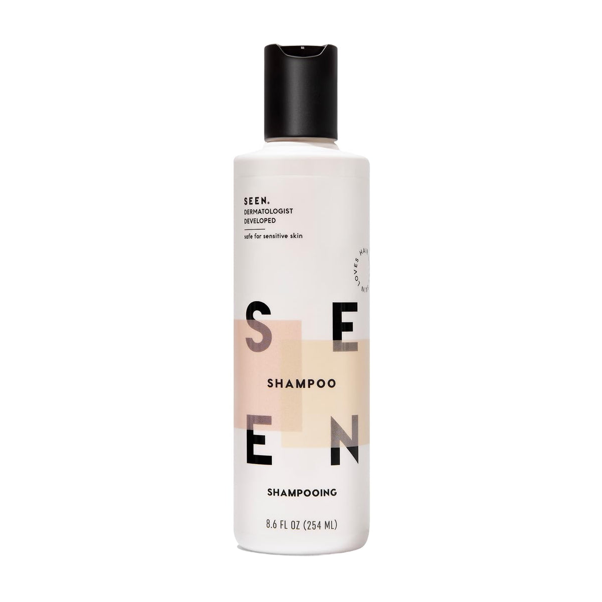 SEEN front bottle image showing clean design and easy-pour cap benefit