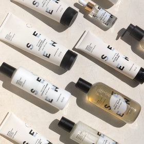 SEEN labels close-up displaying ingredient transparency and dermatologist-developed care