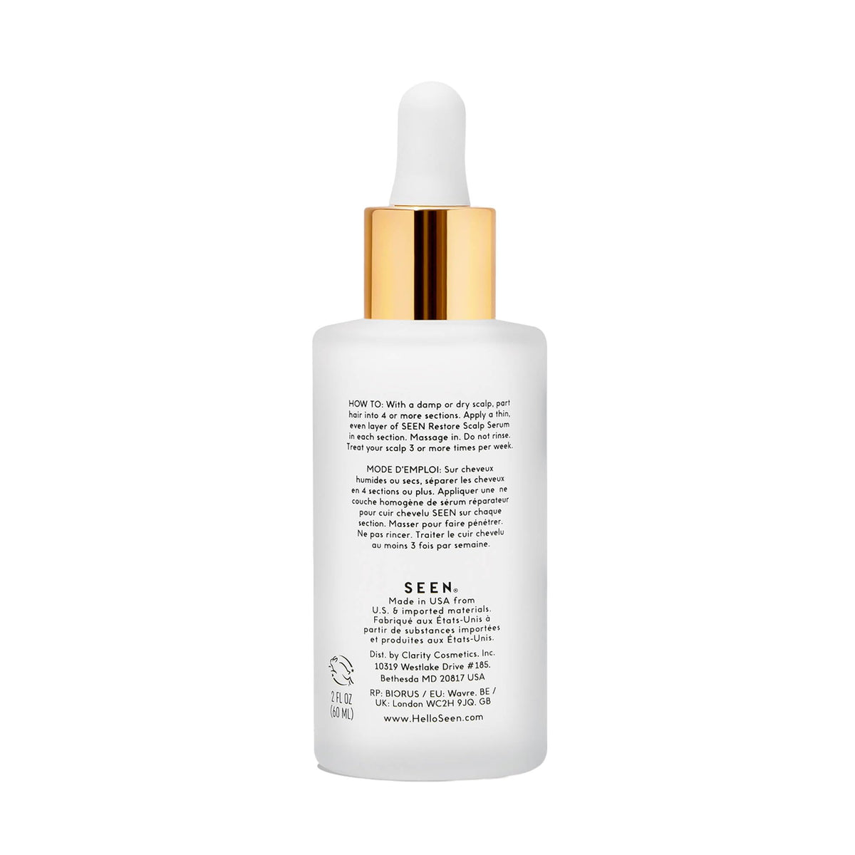 SEEN dropper dispensing clear serum texture close-up demonstrating lightweight absorbent hydration