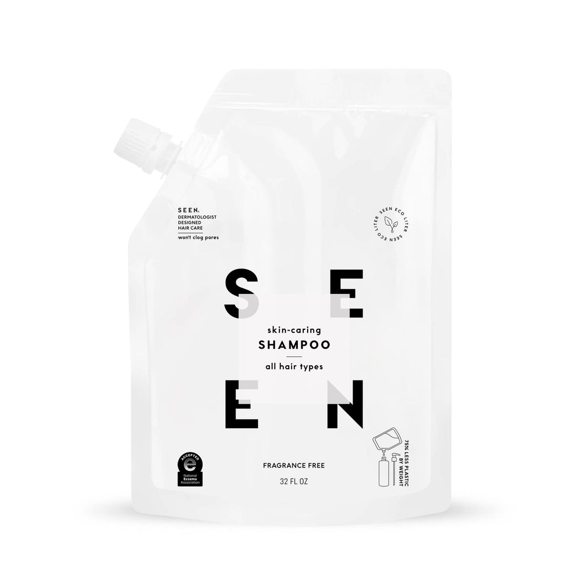 SEEN eco-refill front label showing product clarity and benefits